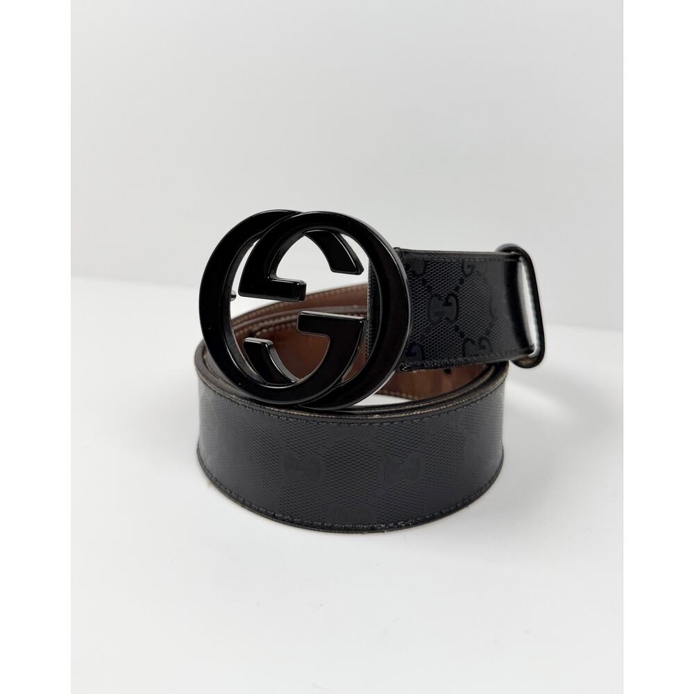 Size 85/34 - Gucci Black Monogram Belt - Picture 2 of 6